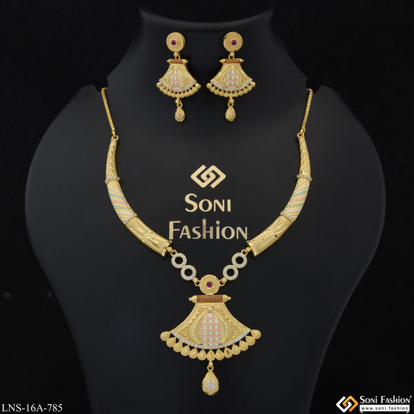 Exclusive Design Gold Plated Necklace Set for Women - Style A785