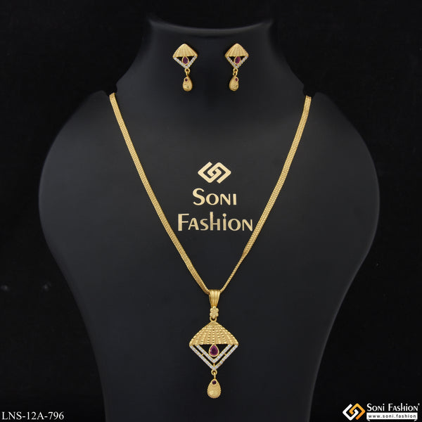 Hand-Finished Design Gold Plated Chain Pendant for Ladies - Style A796