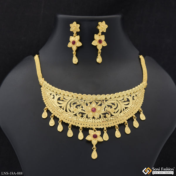 Artisanal Design Gold Plated Choker Necklace Set for Women - Style A888