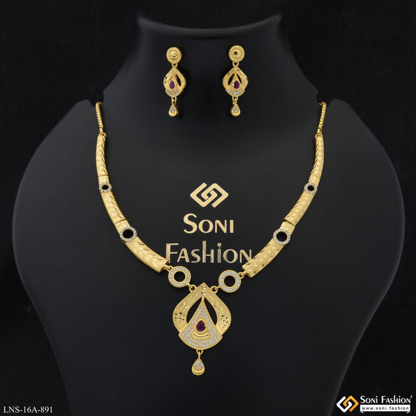 Unique Design Gold Plated Necklace Set for Women - Style A891