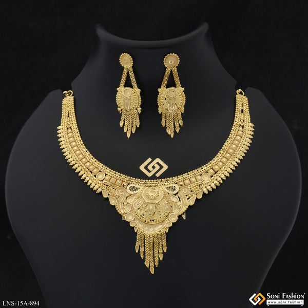 Eye-Catching Design Gold Plated Necklace Set for Women - Style A894