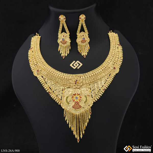 Finely Detailed Gold Plated Necklace Set for Women - Style A900