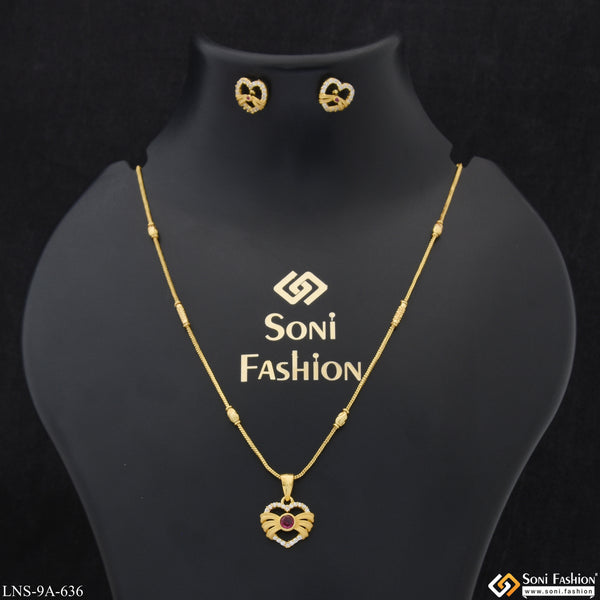 Heart with Diamond New Style Gold Plated Necklace Set for Lady - Style A636