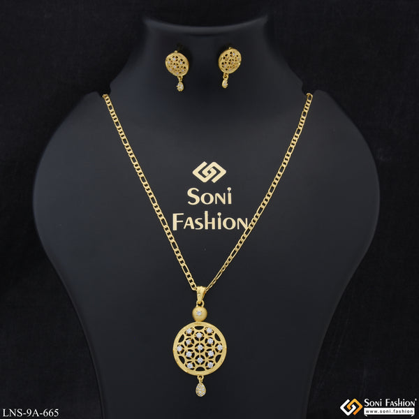 Chic Design Finely Detailed Gold Plated Necklace Set for Ladies - Style A665