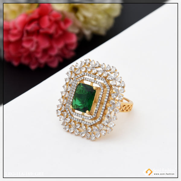 Lovely Design with Diamond Chic Design Gold Plated Ring for Ladies - Style A189