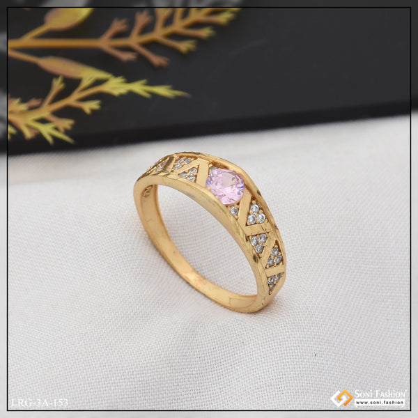 Exclusive Design with Diamond Chic Design Gold Plated Ring for Lady - Style LRG-153