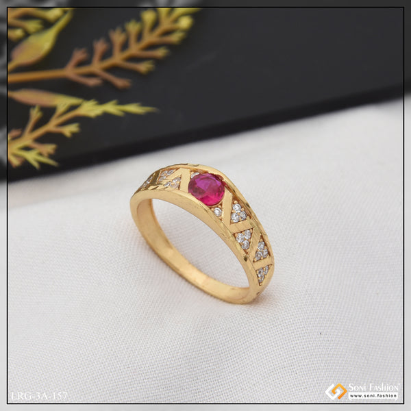 Pink Stone with Diamond New Style Gold Plated Ring for Ladies - Style LRG-157