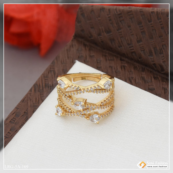 Designer with Diamond Exclusive Design Gold Plated Ring for Women - Style LRG-169