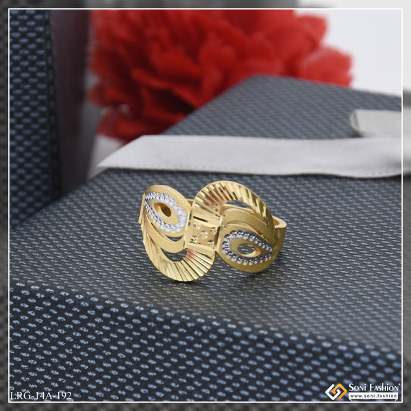 1 Gram Gold Plated Hand-Crafted Design Gold Plated Ring for Ladies - Style A192