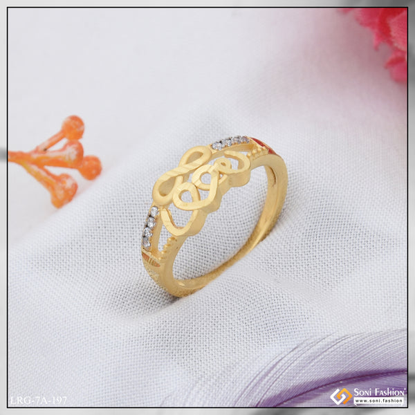 1 Gram Gold Plated with Diamond Glamorous Design Ring for Ladies - Style A197