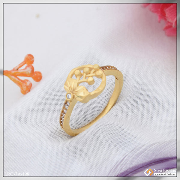 1 Gram Gold Plated with Diamond Eye-Catching Design Ring for Ladies - Style A198