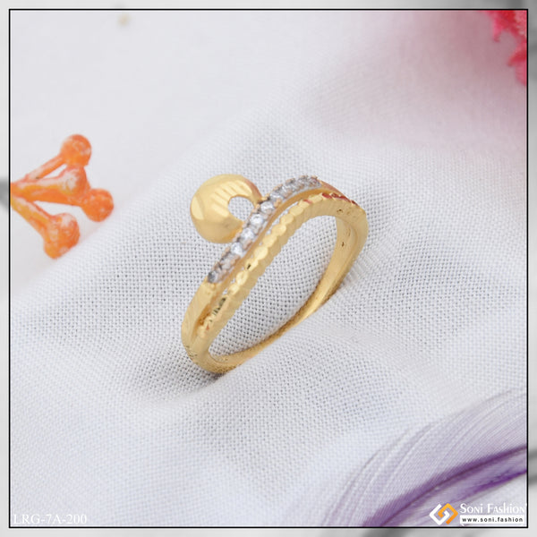 1 Gram Gold Plated with Diamond Superior Quality Ring for Ladies - Style A200