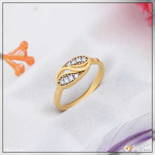 1 Gram Gold Plated with Diamond Magnificent Design Ring for Ladies - Style A201