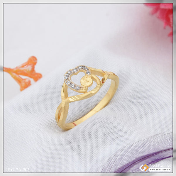 1 Gram Gold Plated with Diamond Eye-Catching Design Ring for Lady - Style A203