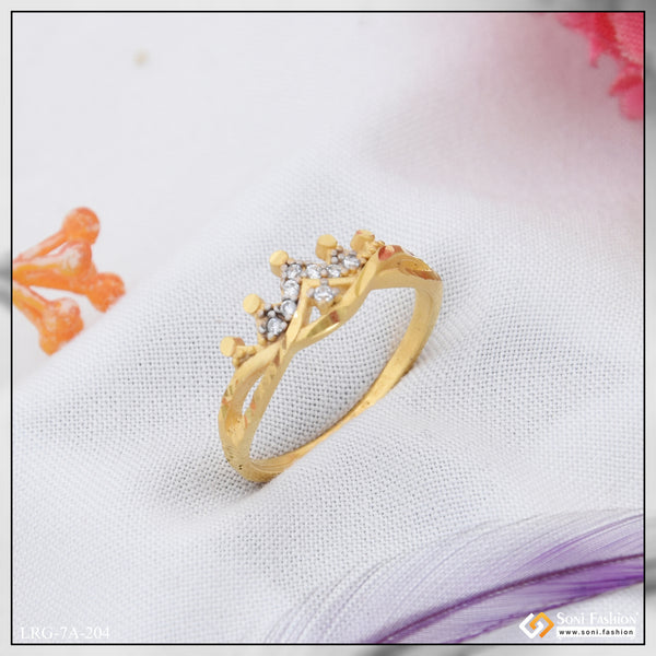 1 Gram Gold Plated with Diamond Charming Design Ring for Ladies - Style A204