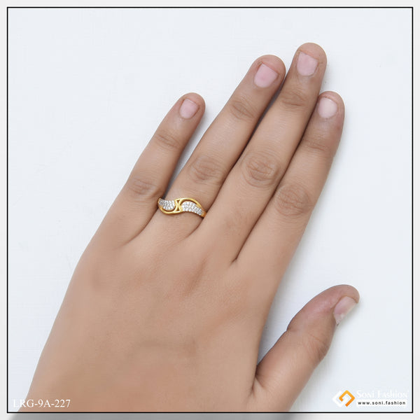 1 Gram Gold Plated Sparkling Design Ring for Ladies - Style A227