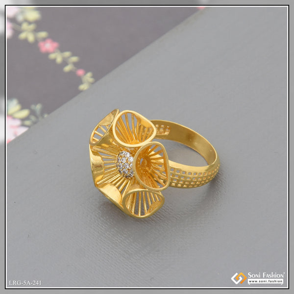 Floral Beautiful Design Gold Plated Ring for Ladies - Style A241