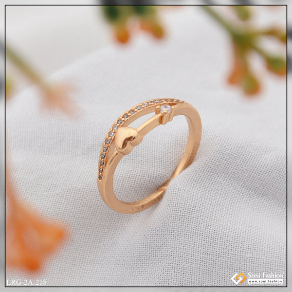 Heart with Diamond Brilliant Design Rose Gold Color Ring for Ladies - Style A218