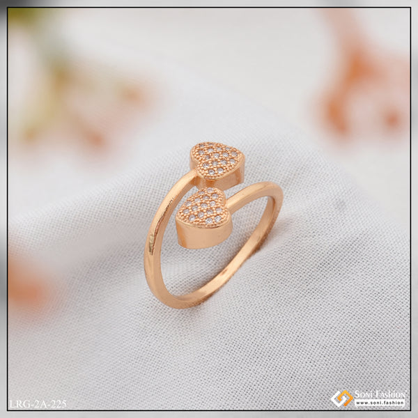 Heart with Diamond Fancy Design Rose Gold Color Ring for Ladies - Style A225