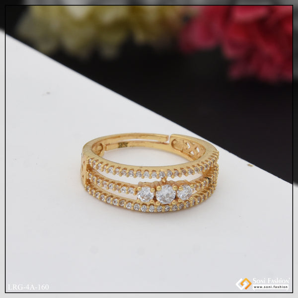 Fashion-Forward with Diamond Chic Design Gold Plated Ring for Lady - Style LRG-160