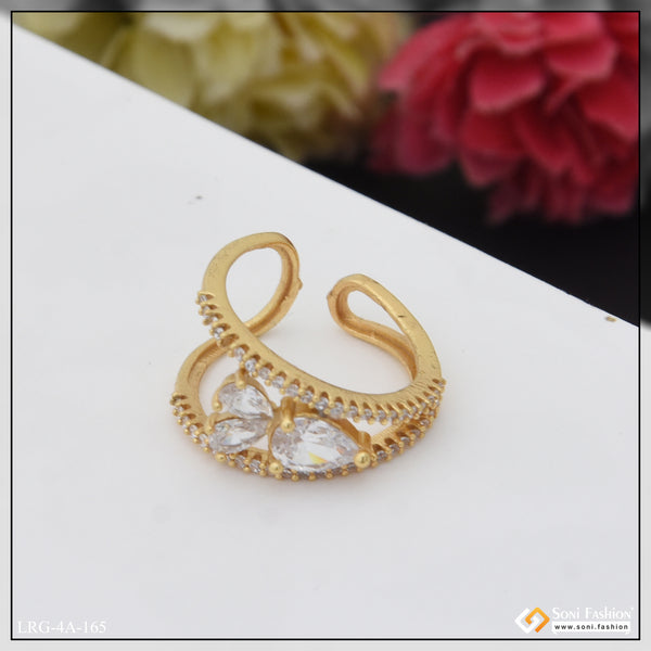 Casual Design with Diamond Chic Design Gold Plated Ring for Lady - Style LRG-165