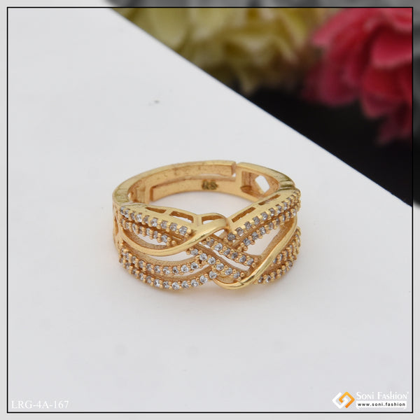 Glamorous Design with Diamond Designer Gold Plated Ring for Ladies - Style LRG-167