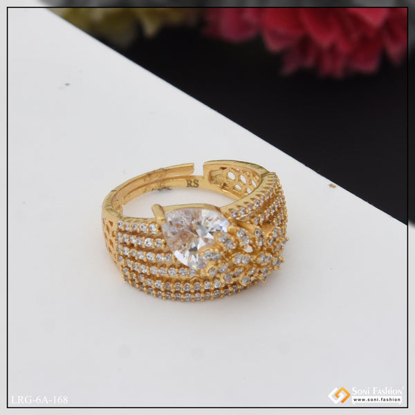 Finely Detailed with Diamond Unique Design Gold Plated Ring for Lady - Style LRG-168