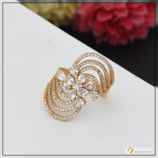 Lovely Design with Diamond Designer Gold Plated Ring for Ladies - Style LRG-172