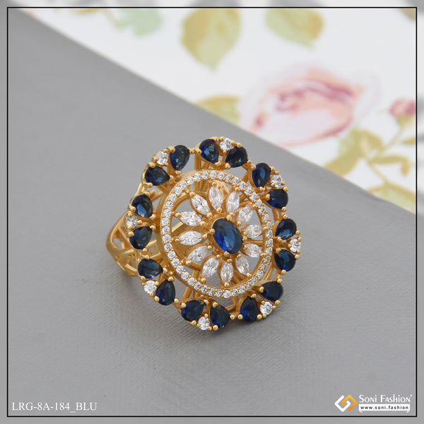 Fashion-Forward with Diamond Designer Gold Plated Ring for Ladies - Style A184