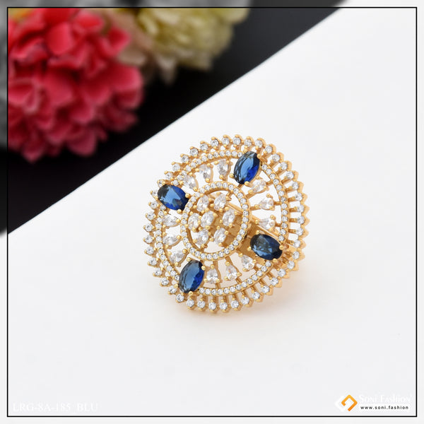 Exclusive Design with Diamond Classic Design Gold Plated Ring for Lady - Style A185