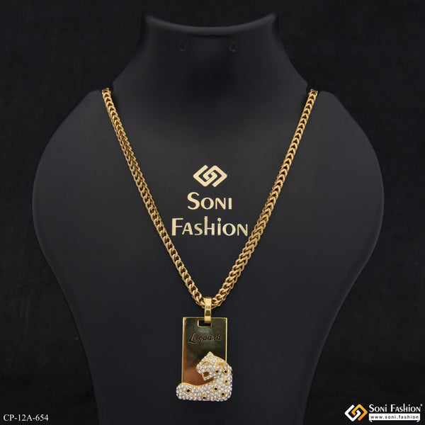 Leapard Latest Design Golden Color Pendant With Chain for Men - Style A654