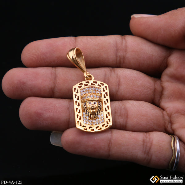 Lion with Diamonds Dainy Design Superiour Quality Gold Plated Pendant - Style A125