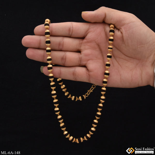 New Stylish Design Best Quality Gold Plated Black Rudraksha Mala For Men - Style A148