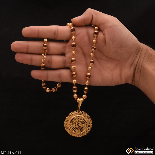 Jay Shakti Maa With Diamond Gold Plated Rudraksha Mala With Pendant - Style A013