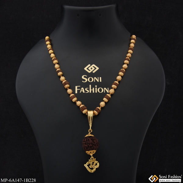 Latest Design Gold Plated Rudraksha Mala with Pendant for Men (MP-A147-B228)