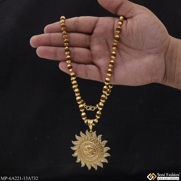 Sun Gold Plated Pendant With Rrudraksha Mala for Men (MP-A221-A732)