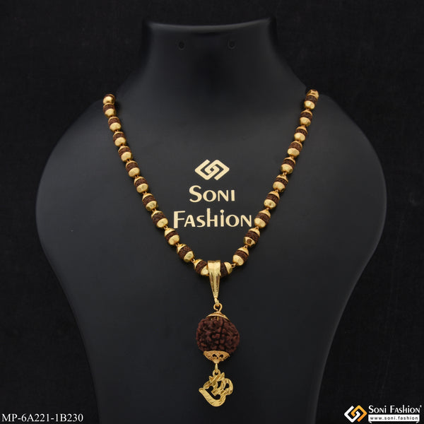 Trending Design Gold Plated Rudraksha Mala with Pendant for Men (MP-A221-B230)