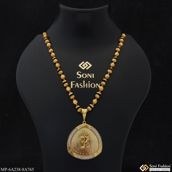 Om Gold Plated Pendant With Rrudraksha Mala for Men (MP-A238-A765)