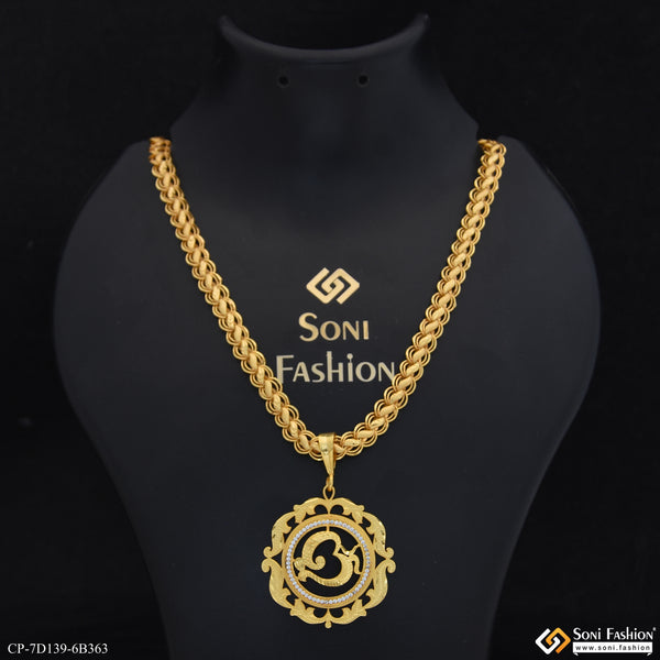 Om Best Quality Gold Plated Pendant With Chain for Men (CP-D139-B363)