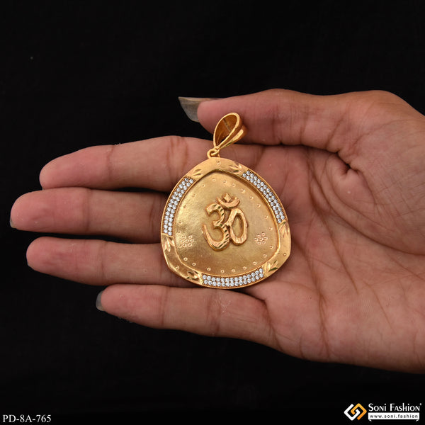 Om with Diamond Best Quality Elegant Design Gold Plated Pendant for Men - Style A765