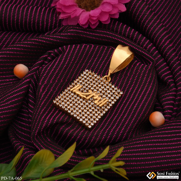 Ram Square Design Gold Plated Pendant With Diamonds - Style A065