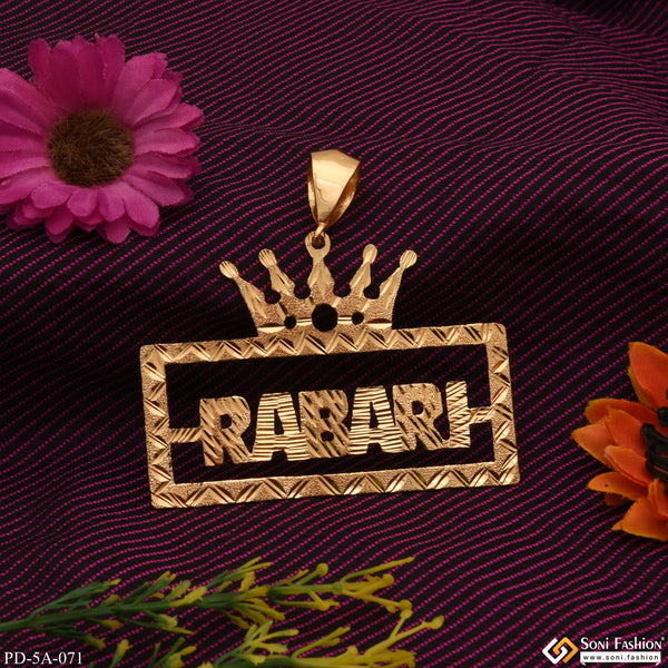 Rabari-(Letter) King-Crown Eye-Catching Design Gold Plated Pendant - Style A071