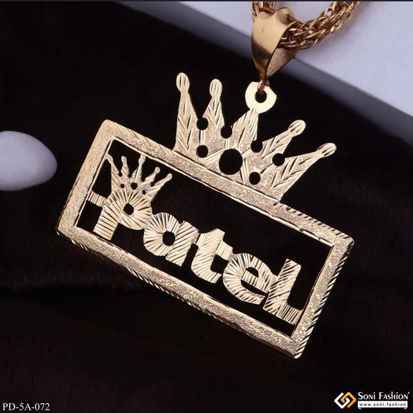 Patel-(letter) King-crown Fashionable Design Gold Plated Pendant For Men - Style A072