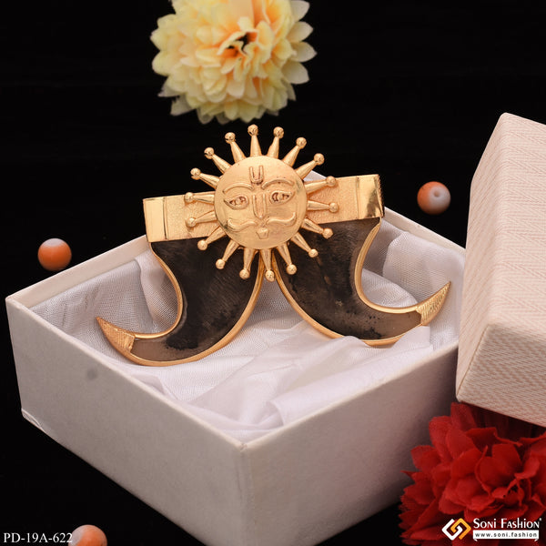 Very Big Size Sun Gold Plated Dual Lion Nail for Men - Style A622