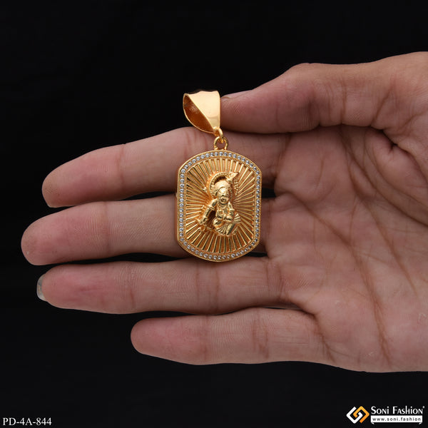 Bal Krishna With Diamond Best Quality Elegant Design Gold Plated Pendant For Men - Style A844