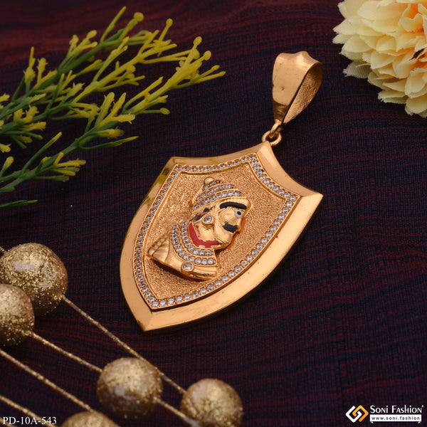 Royal Chatrapati Shivaji Maharaj Gold Plated Pendant with Diamond for Men - Style A543