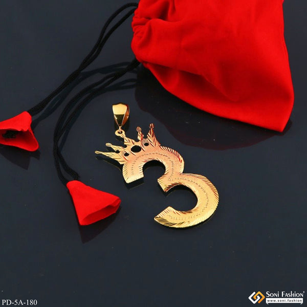 3 Number King-crown Charming Design Gold Plated Pendant For Men - Style A180