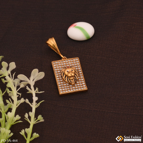 Lion Logo Gold Plated Pendant With Diamonds - Style A464