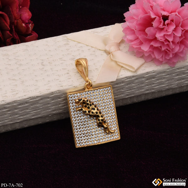 Jaguar With Diamond Gorgeous Design Gold Plated Pendant For Men - Style A702