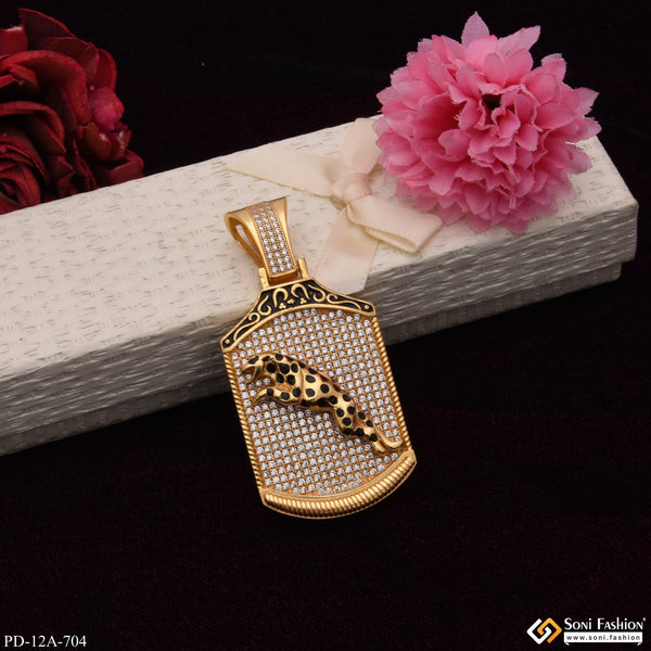 Jaguar With Diamond High-quality Gold Plated Pendant For Men - Style A704